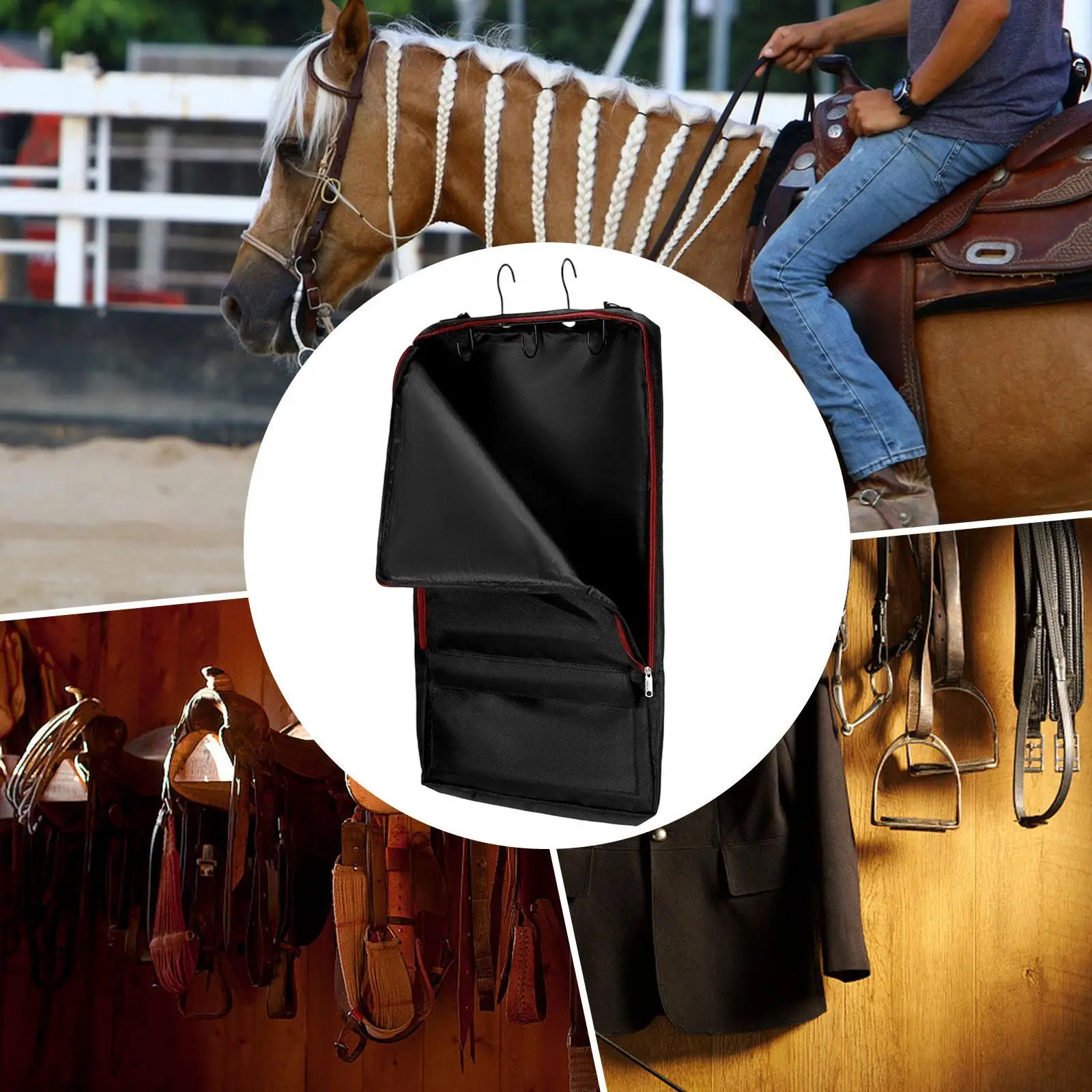 Bridle Bag for Horses with Hooks,Gift Tear Resistant Equestrian Storage Tote Tack Carry Bag for Halter Reins Trailer Harness