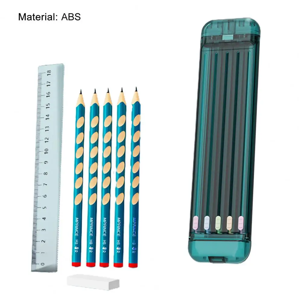 Pencil Case Practical Pencil Organizer with Ruler and Eraser Student Children Storage Box Desk Organizer School Supplies