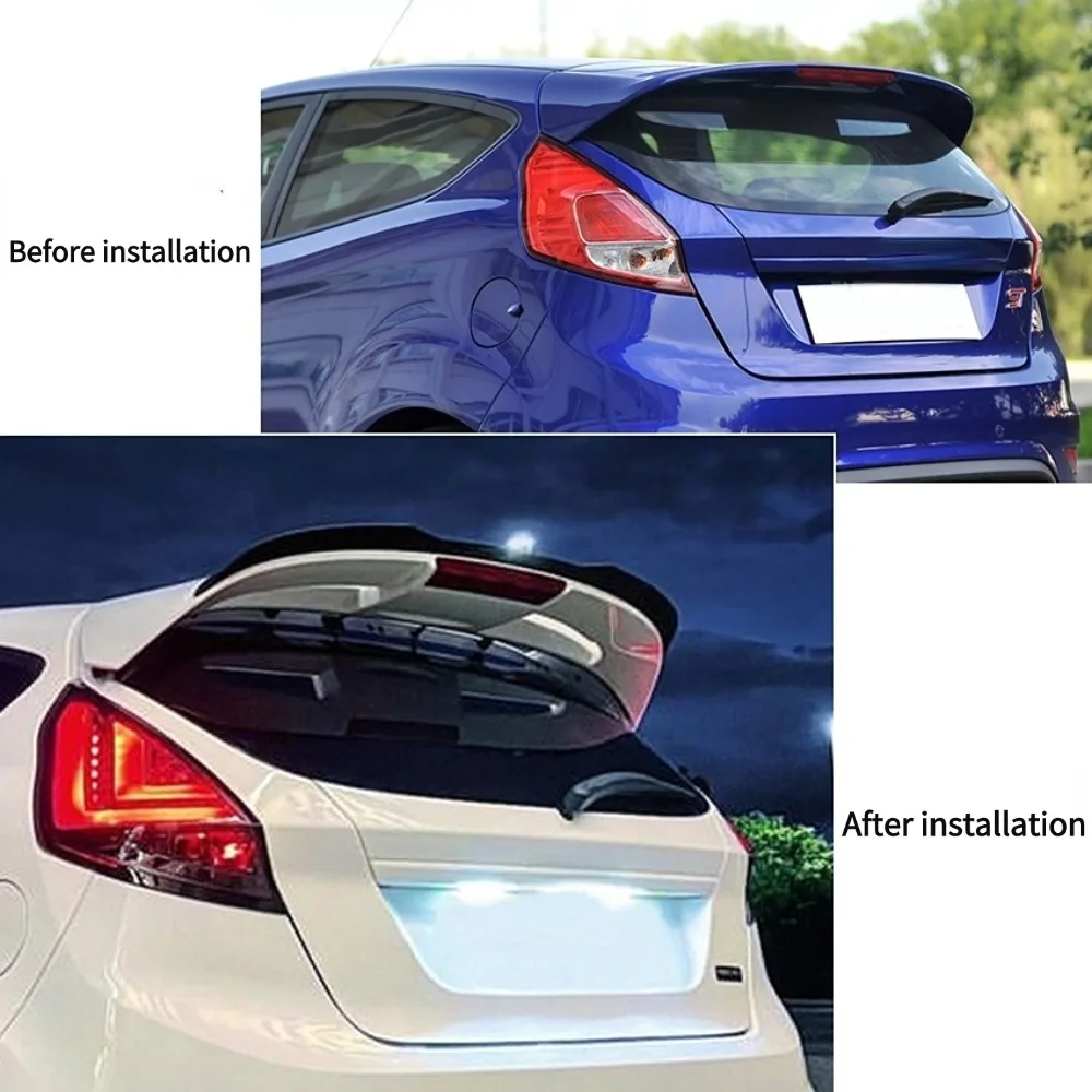 For Ford Fiesta ST Line MK6 MK6.5 2008-2017 Gloss Black  top Rear Wing Roof Trunk Spoiler Lip Spoiler Decoration Accessories