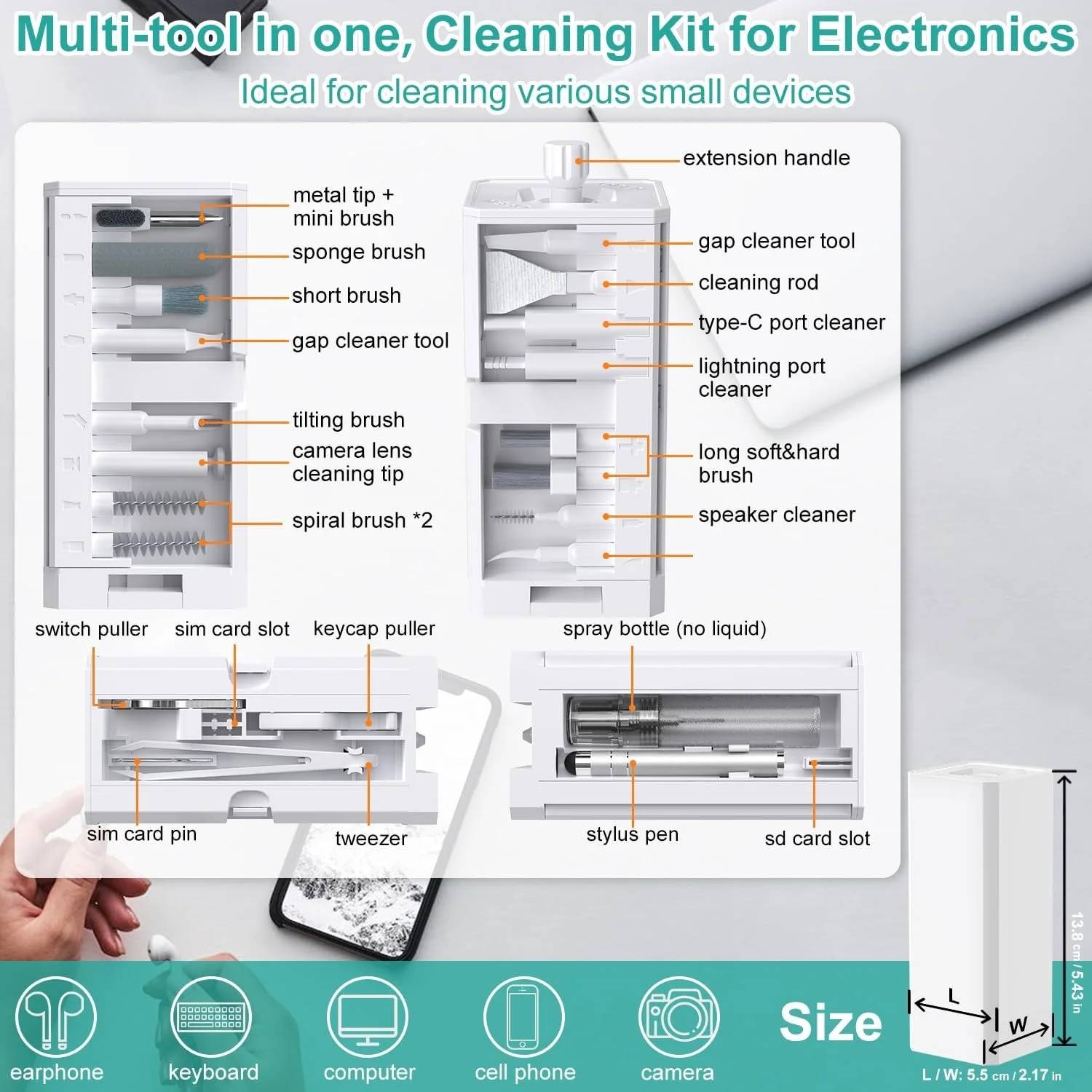Professional 32-in-1 Electronics Cleaning Tools Set – for iPhone Port, AirPods Case, Bluetooth Earbuds, PC Keyboard, Laptop
