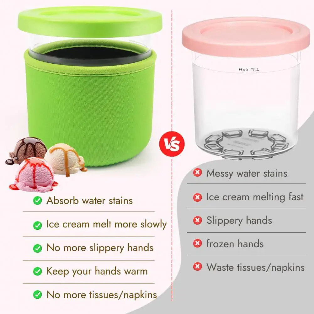 Non-slip Ice Cream Cover Neoprene Ice Cream Cup Sleeves for Ninja Nc501 Pints Reusable Non-slip Covers for 16/24oz for Ice