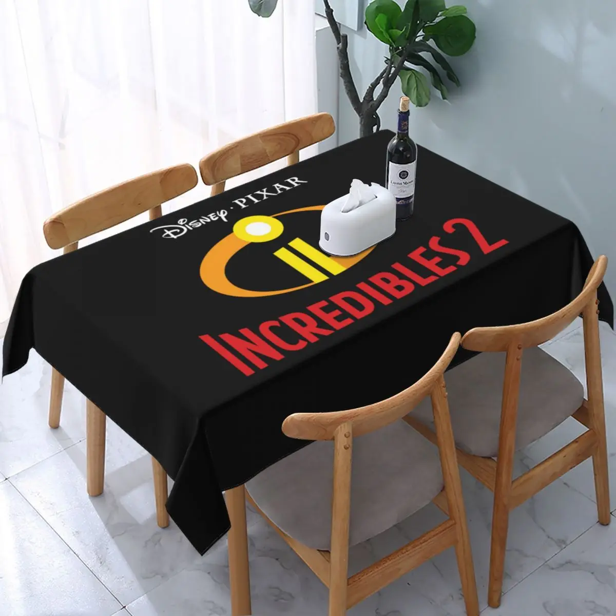 Disney Animation The Incredibles Tablecloth Rectangular Elastic Fitted Waterproof Superhero Comedy Table Cloth Cover for Party