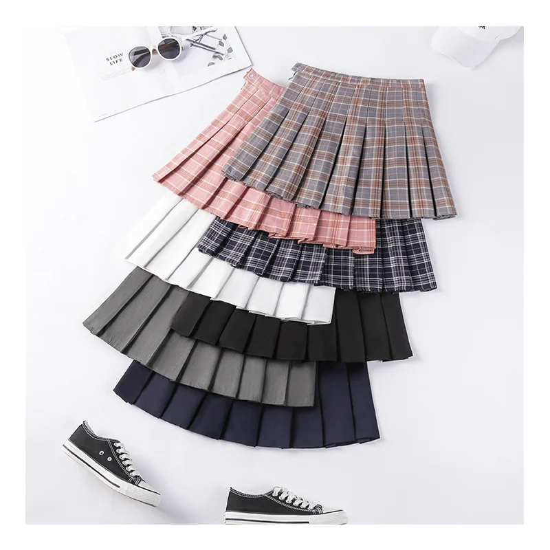 Women\'s Skirt Without Shorts Fashion Korean Style Ropa Black Harajuku Plaid Falda Short De Mujer Mini Pleated Skirts For Girls