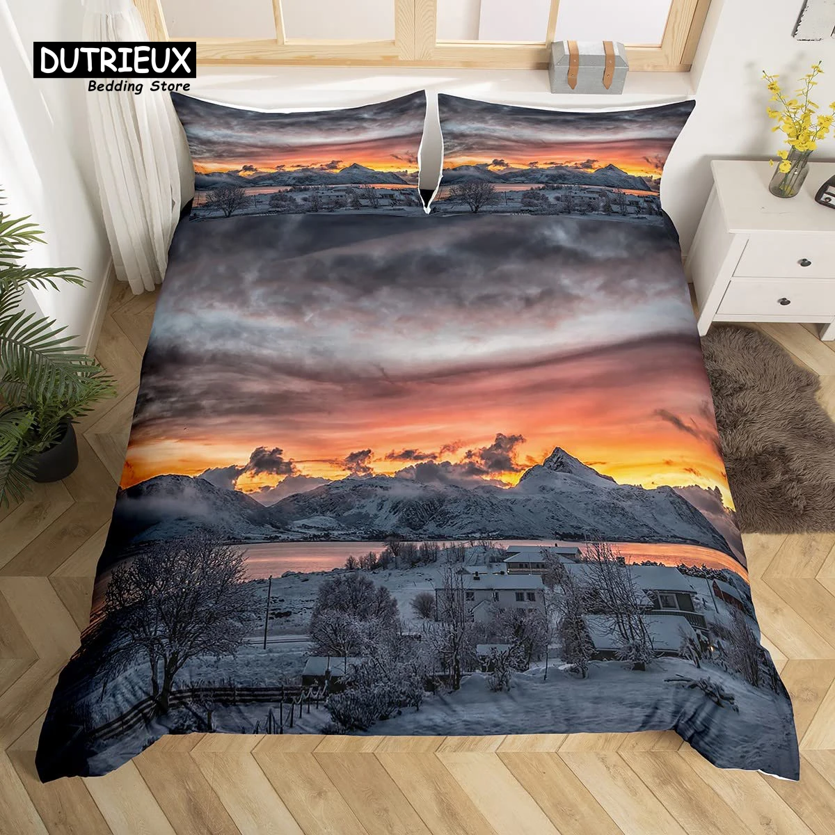 

Snow Mountain Duvet Cover Set, 3pcs Bedding Set, Soft Comfortable Breathable Duvet Cover, For Bedroom Guest Room Decor