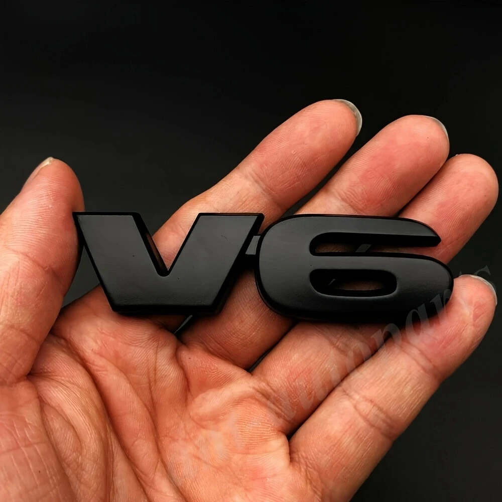 

V6 Car Trunk Rear Side Emblem Badge Sticker 3D Matte Black For Car Motorcycle Truck SUV