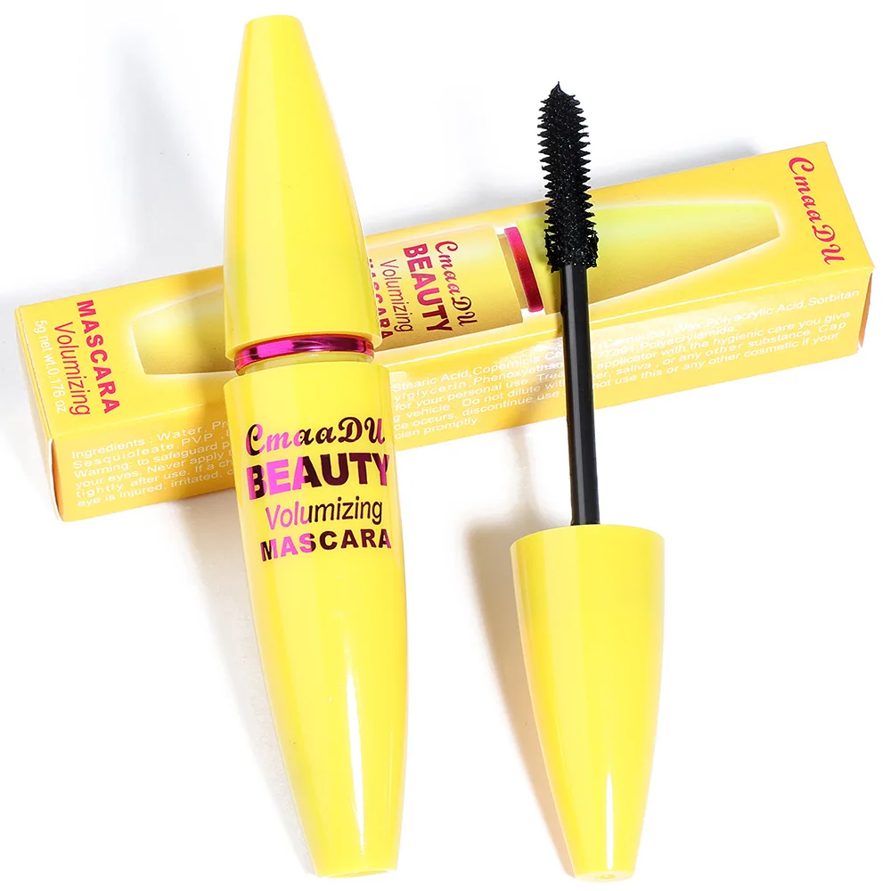 CmaaDU Mascara giallo e viola Mascara in fibra di seta Allungamento Ispessimento Impermeabile Mascara anti-truciante per tutto il giorno Singolo
