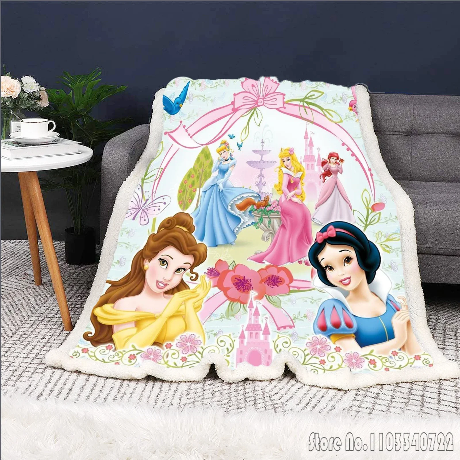 Disney-Fairy Tale Princess Weighted Fluffy Blankets for Children Dream Cartoon King Size Grade A Printed Luxury Winter Throws