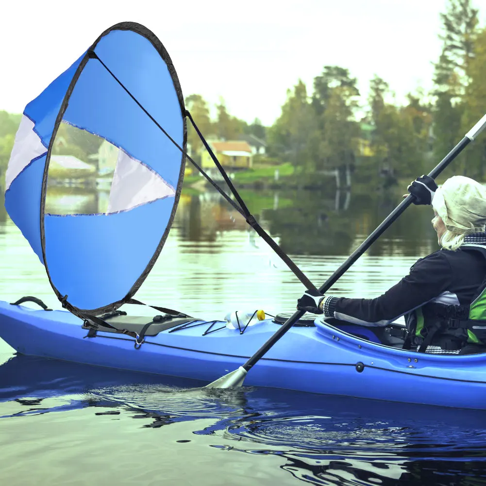 108cm Foldable Transparent Window Canoe Sail and Storage Bag Blue and White Proofing