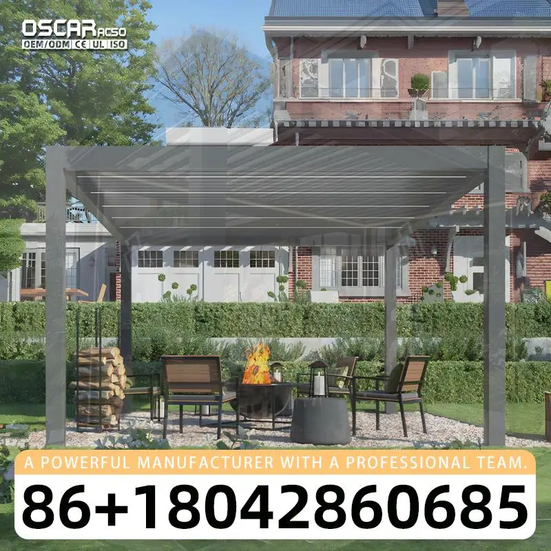High Quality Motorized Louver Pergola with Sun Shade Waterproof for US Gardens Backyards Terraces pergola