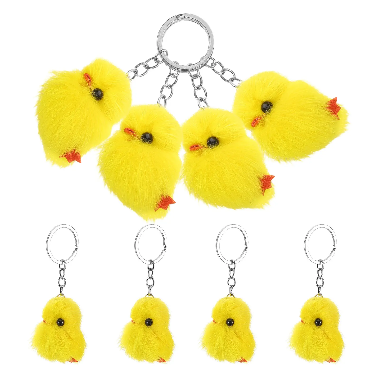 

8Pcs Yellow Chick Keychain Soft Touch Animal Keyring for Car Keys Bag Purse Backpack Charm Easter Celebration Gift Cute Cartoon