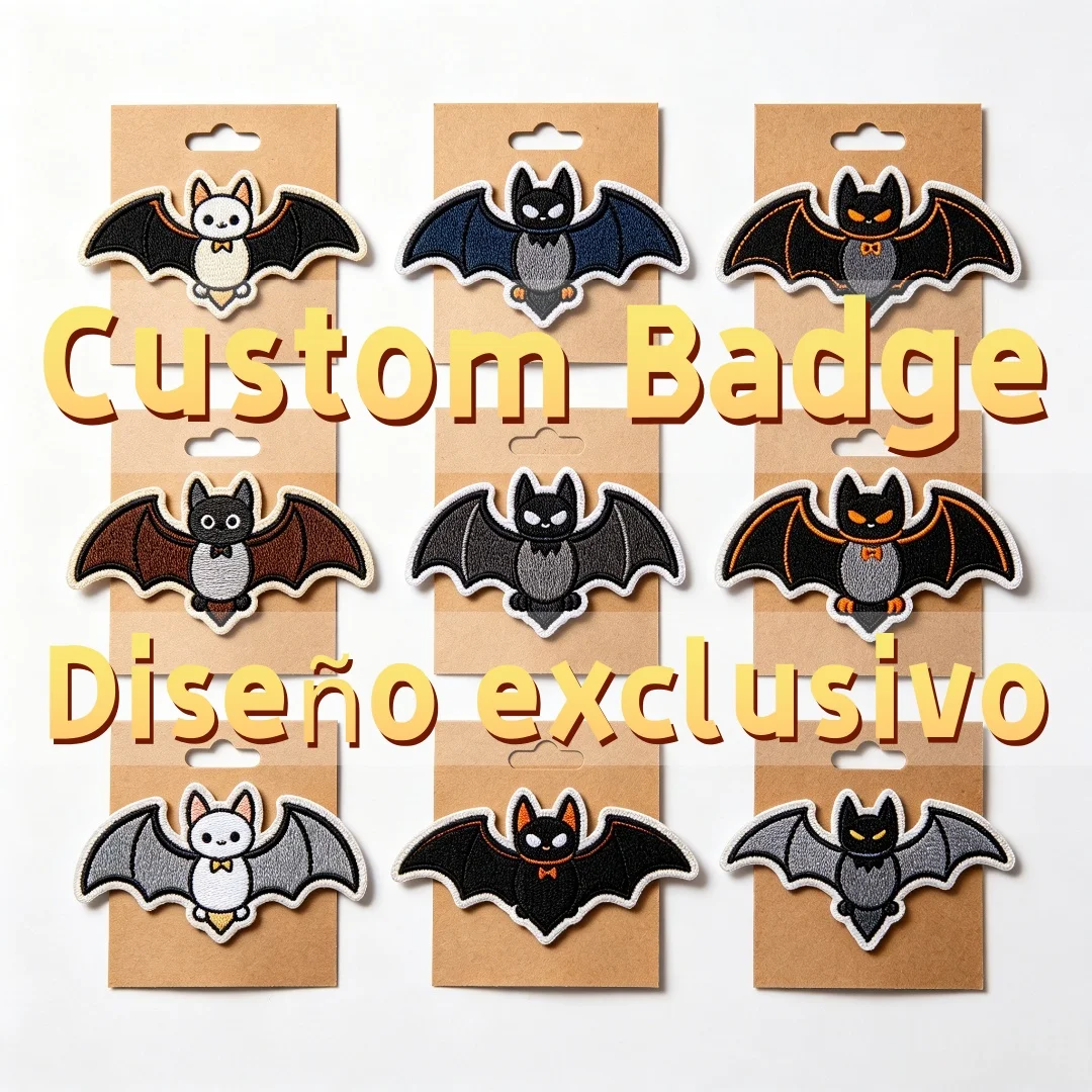 Custom Badge Pin Cute Halloween Bat Embroidery Pin Custom Animal Lapel Brooch Clothes Backpack Decor Gift