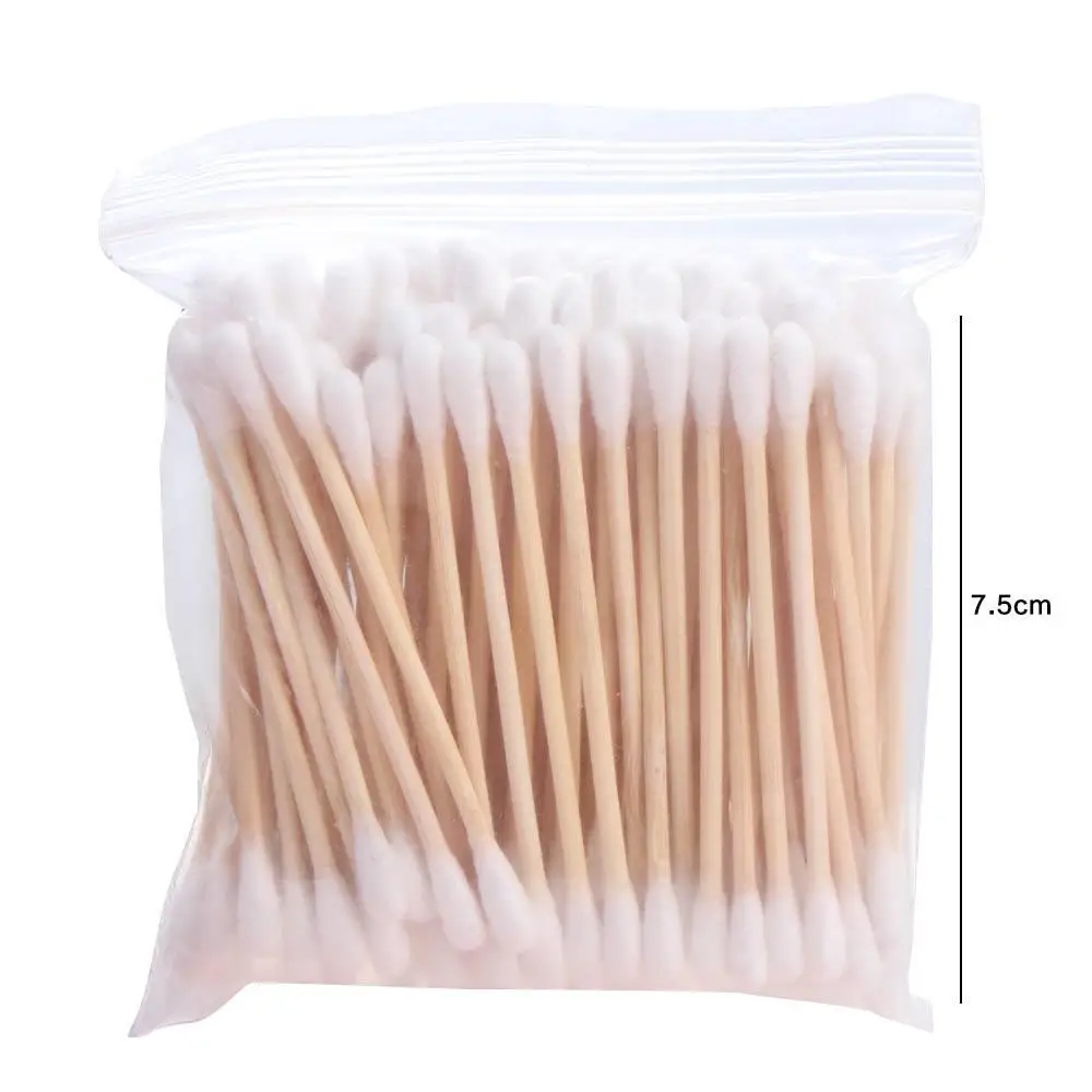 100PCS Double-Ended Disposable Cotton Swabs Wooden Beauty Hygiene Cotton Stick Ear Clean Manicures Cleaning Tampons Makeup Tool