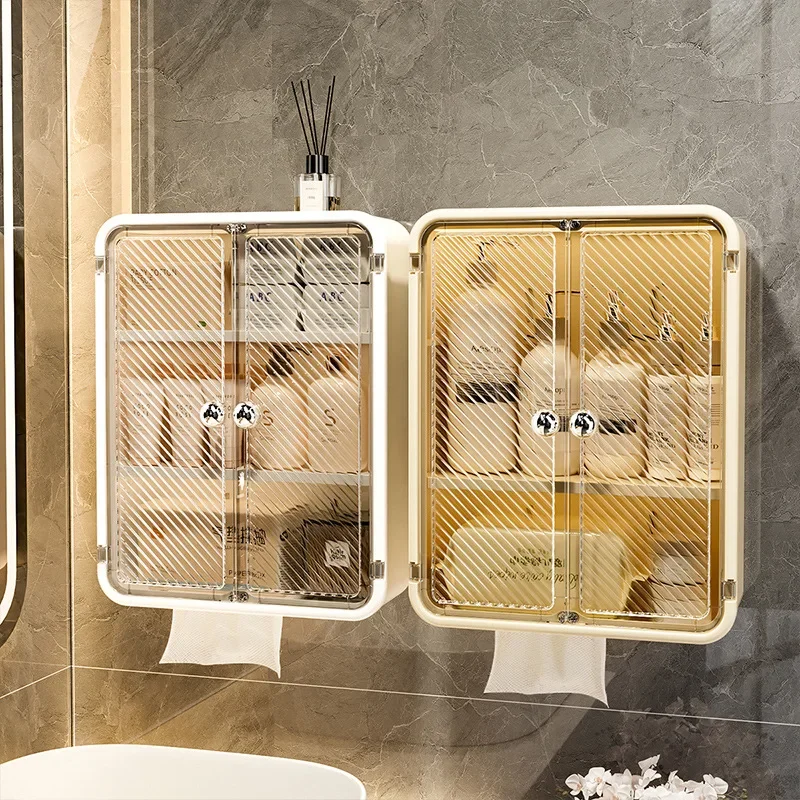 Premium Wall Mounted Tissue Box Holder Waterproof No Drill Large Bathroom Toilet Paper Organizer