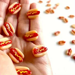 10/20pcs Mini Resin Hot Dogs Miniatures, Faux Food Cabochon for Fairy Garden Micro Landscape Home DIY Craft Decoration