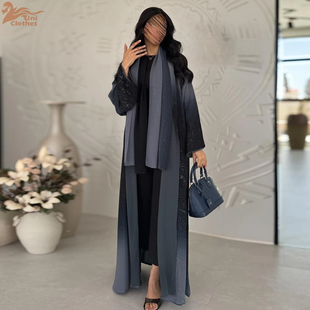 

Ramadan Eid Shiny Open Robe Kimono Femmes Musulmane Abaya Dubai Muslim Modest Dress Islam Clothing Abayas For Women Kaftan