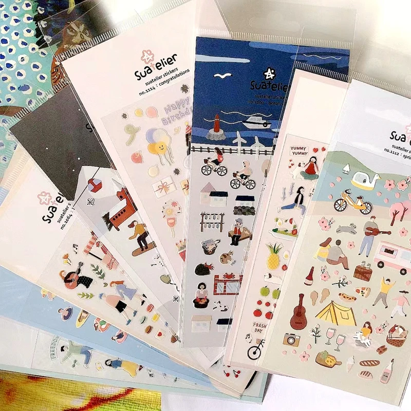Suatelier Scrapbook-Aufkleber Korea Schreibwaren Junk Journal Tagebuch Deko-Sticker Scrapbooking-Zubehör DIY Fotoalbum-Dekoration – Detail 4