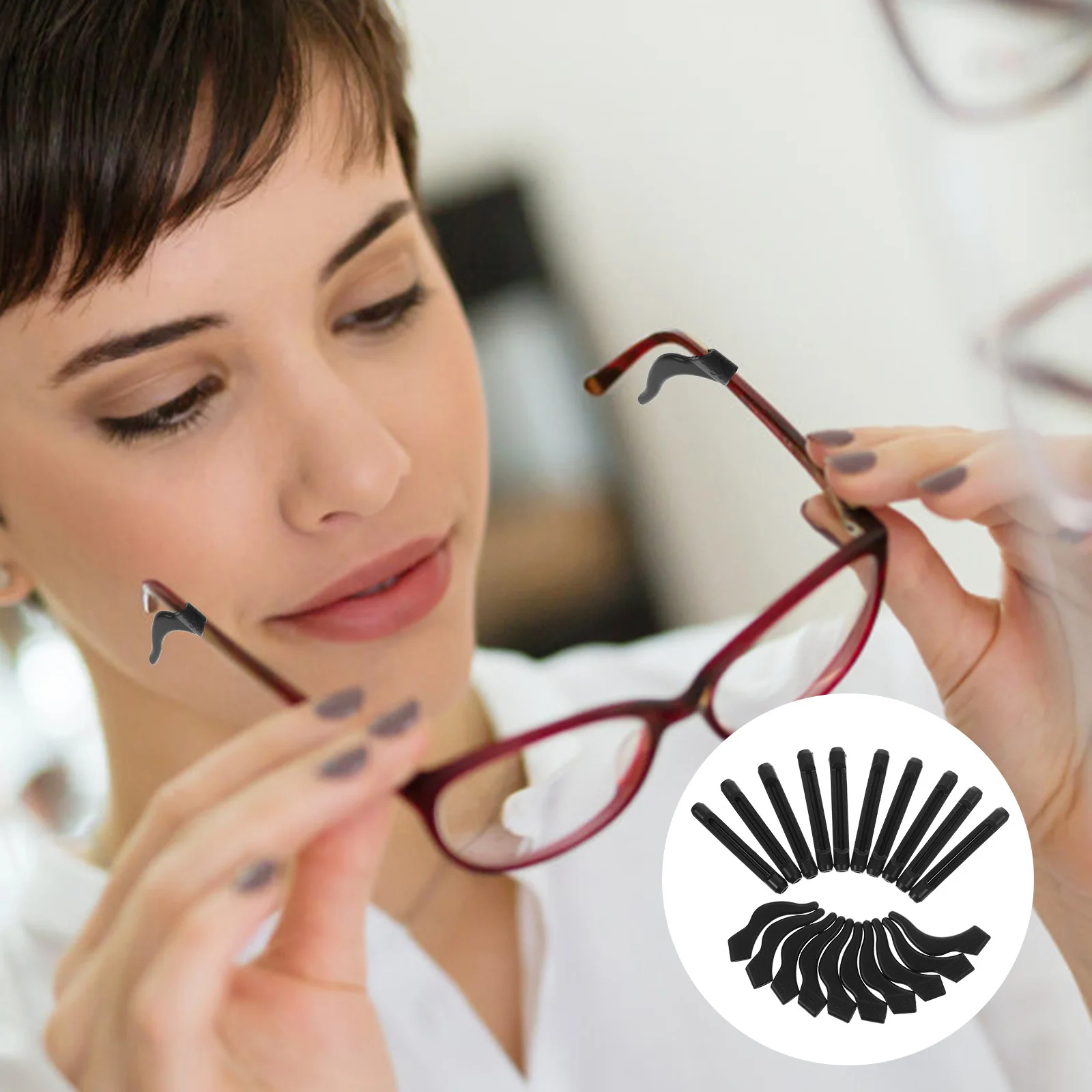 

20Pairs Eyeglass Anti Slip Ear Pads Easy Install Durable Silicone Glass Ear Cushions Temple Tips for Daily Use