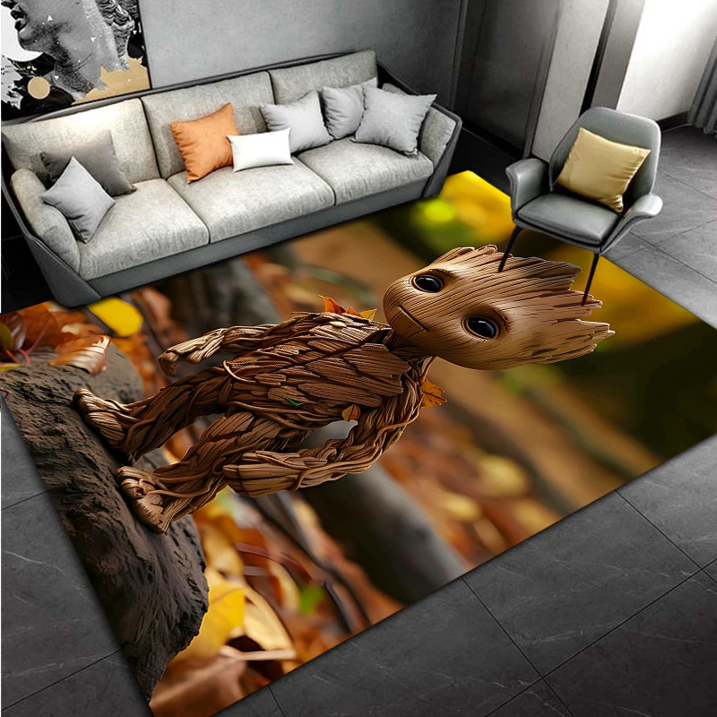 Marvel-Groot Avengers Little Tree Man Carpet for Living Room Home Decor Large Area Bedroom Floor Rug Non-slip Easy Washable Mat