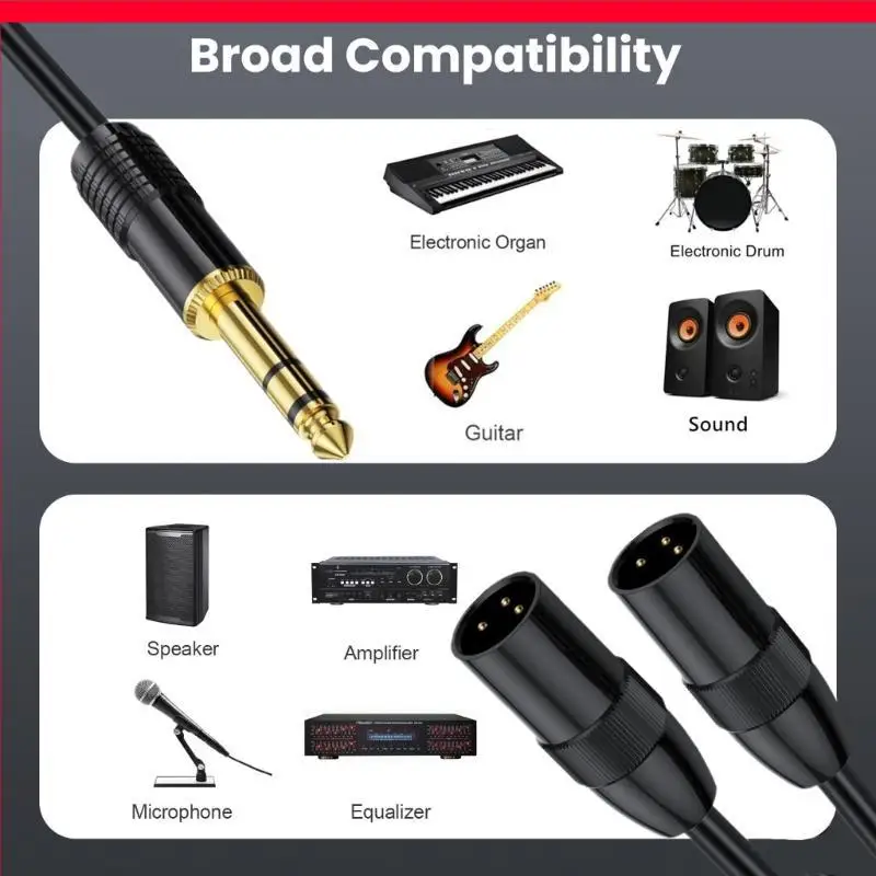 

D46B 6.35mm 1/4" to 2x3Pin Male Cable for Professional Video Sound Equipment