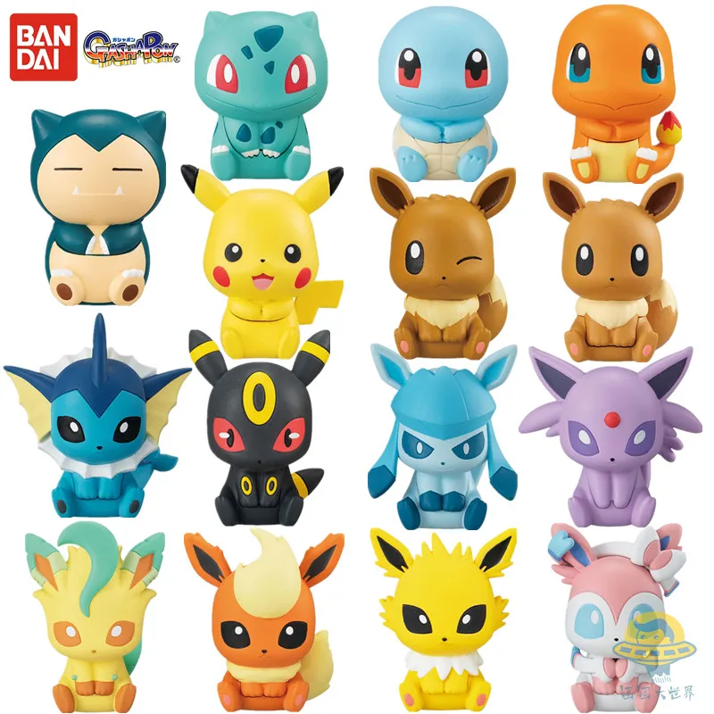 Bandai Pokemon Pikachu Charmander Squirtle Bulbasaur Capsule Eevee Action Figure Model Toy