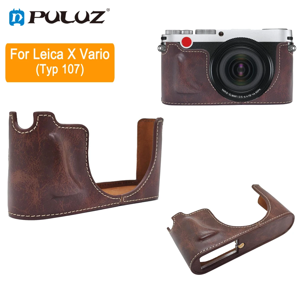 PULUZ PU Leather Half Case For Leica X Vario, Typ 107 Camera 1/4 inch Screw Base Protective Cover