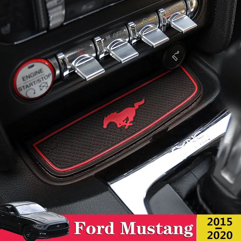 12Pcs For Ford Mustang 2015 2016 2017 2018 2019 2020 Car Cup Coaster Non-Slip Door Groove Mat Interior Accessories Decoration