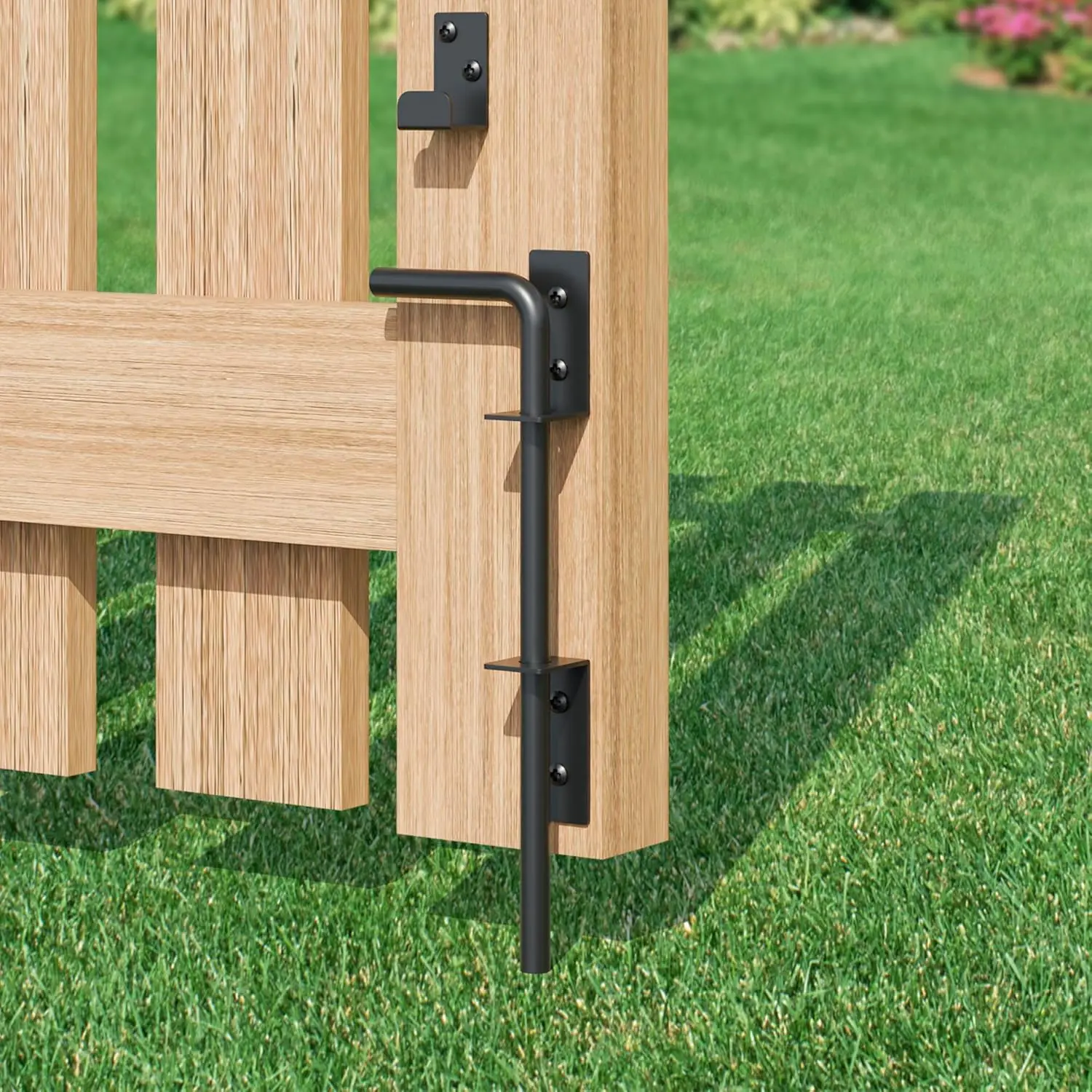 

12" Heavy Duty Cane Bolt Gate Drop Rod for Wood PVC Vinyl Metal Fences, Black Finish, 1 Pack