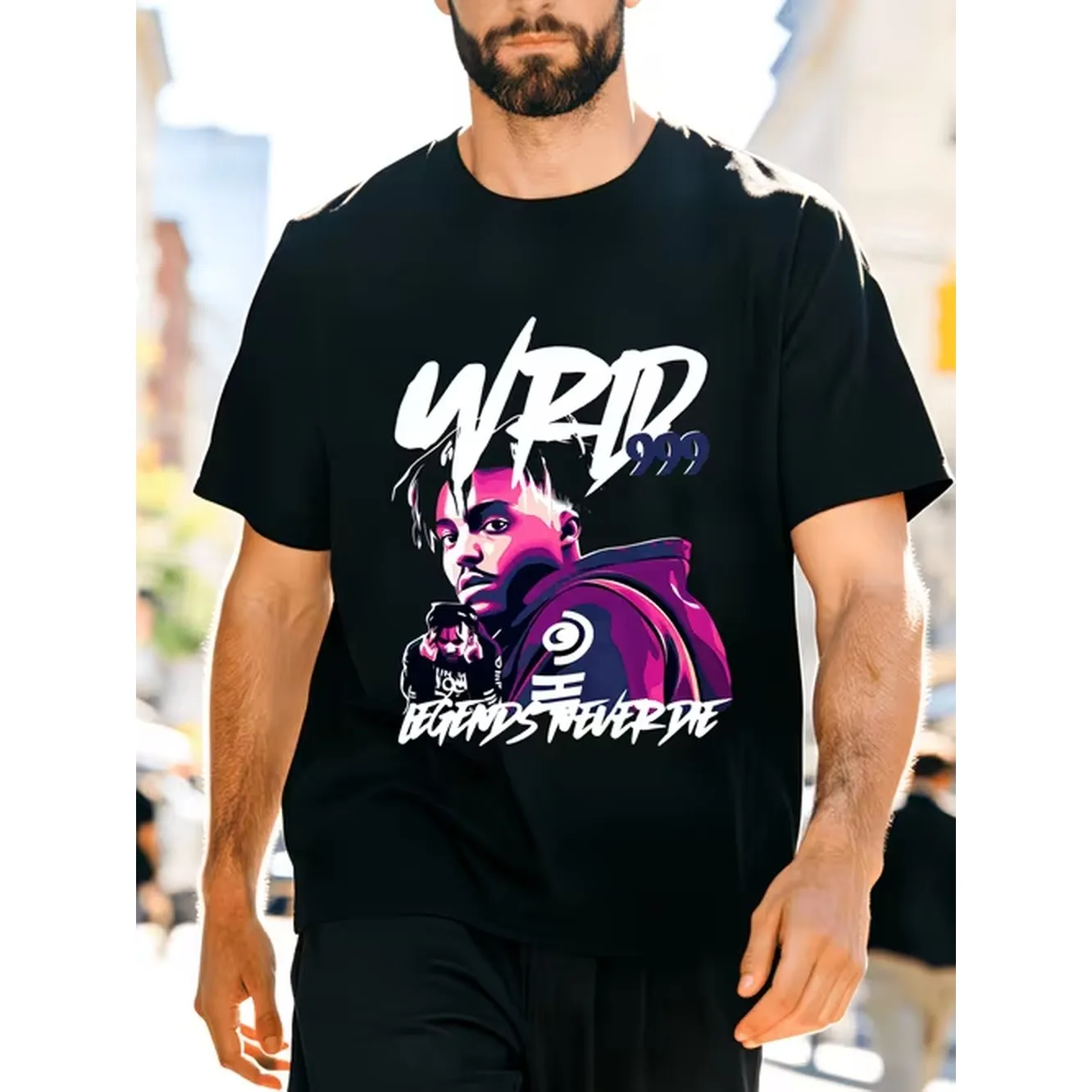 Mens Cotton Printed T Shirt Featuring A Rapper Graphic And 2019 Print On The Front A Casual Crewneck Short Sleeve Hip Hop Style Top For Summer Concerts Music Festivals And Urban Streetwear Washable Cotton Tee Is Ideal For Everyday And Event Wear