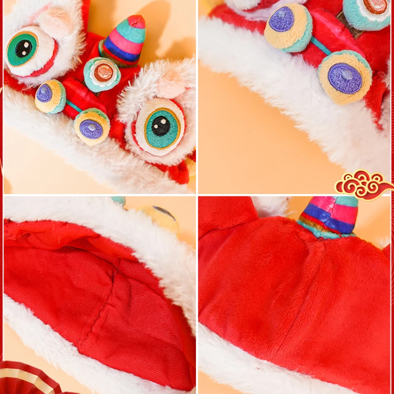 Winter Dog Hat Pets Costume Dragon Plush Pet Hat Soft Pet Headwear Chinese New Year Costume Lion Dance Clothes Cat Accessories