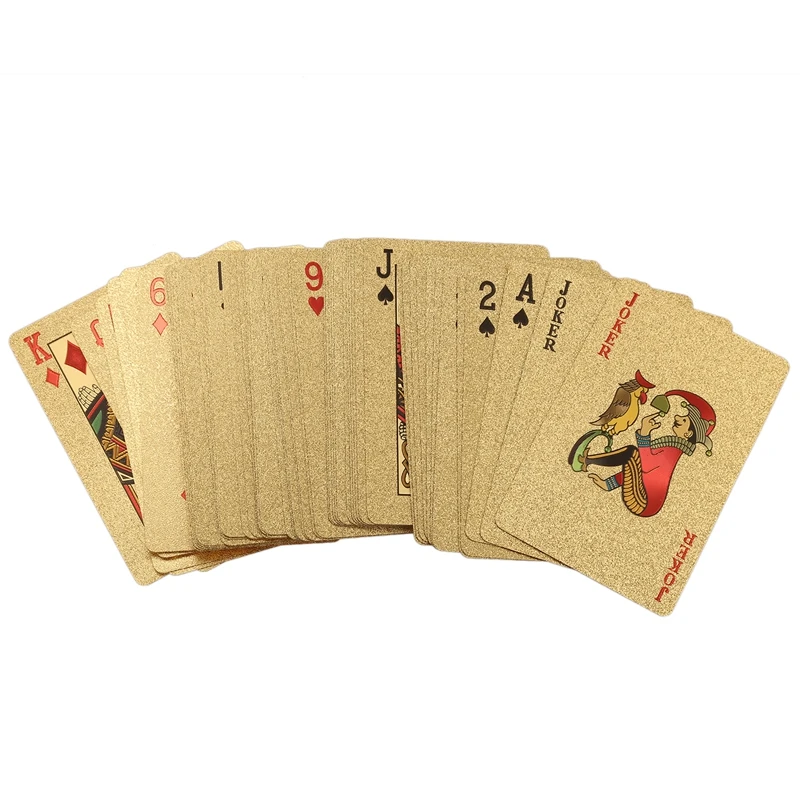 24K Gold Playing Cards Plastic Poker Game Deck Foil Pokers Pack Magic Cards Waterproof Card