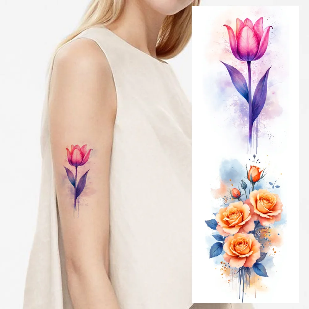 

9 шт., временные татуировки, водонепроницаемые долговечные наклейки для тела, наклейки с подсолнухом, белые цветы, цветы для детей, женская грудь