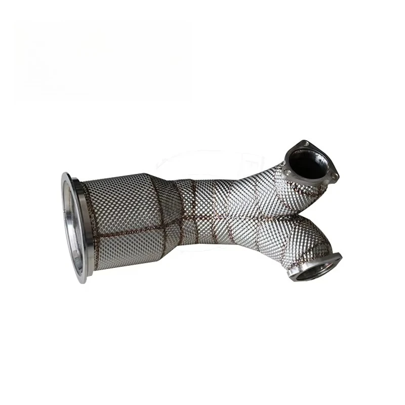 Turbo Downpipe with Heat Shield, Aftermarket Replacement for Audi SQ5 B9 3.0 TFSI V6, 2017-2018