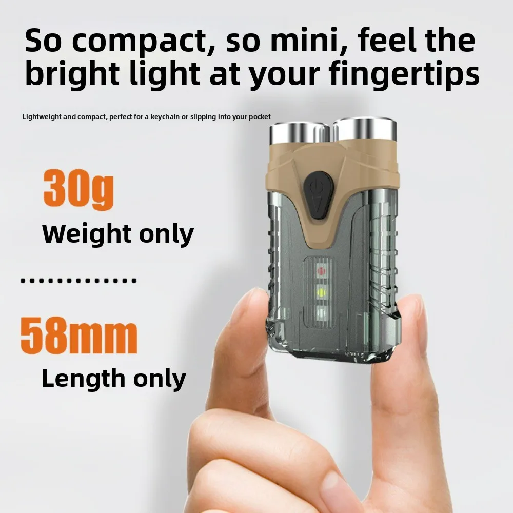 Multi-Light Source Dual-Head Keychain Flashlight – Long-Range Beam Tail Strong Magnet&Multi-Functional Mini Torch for Daily Use