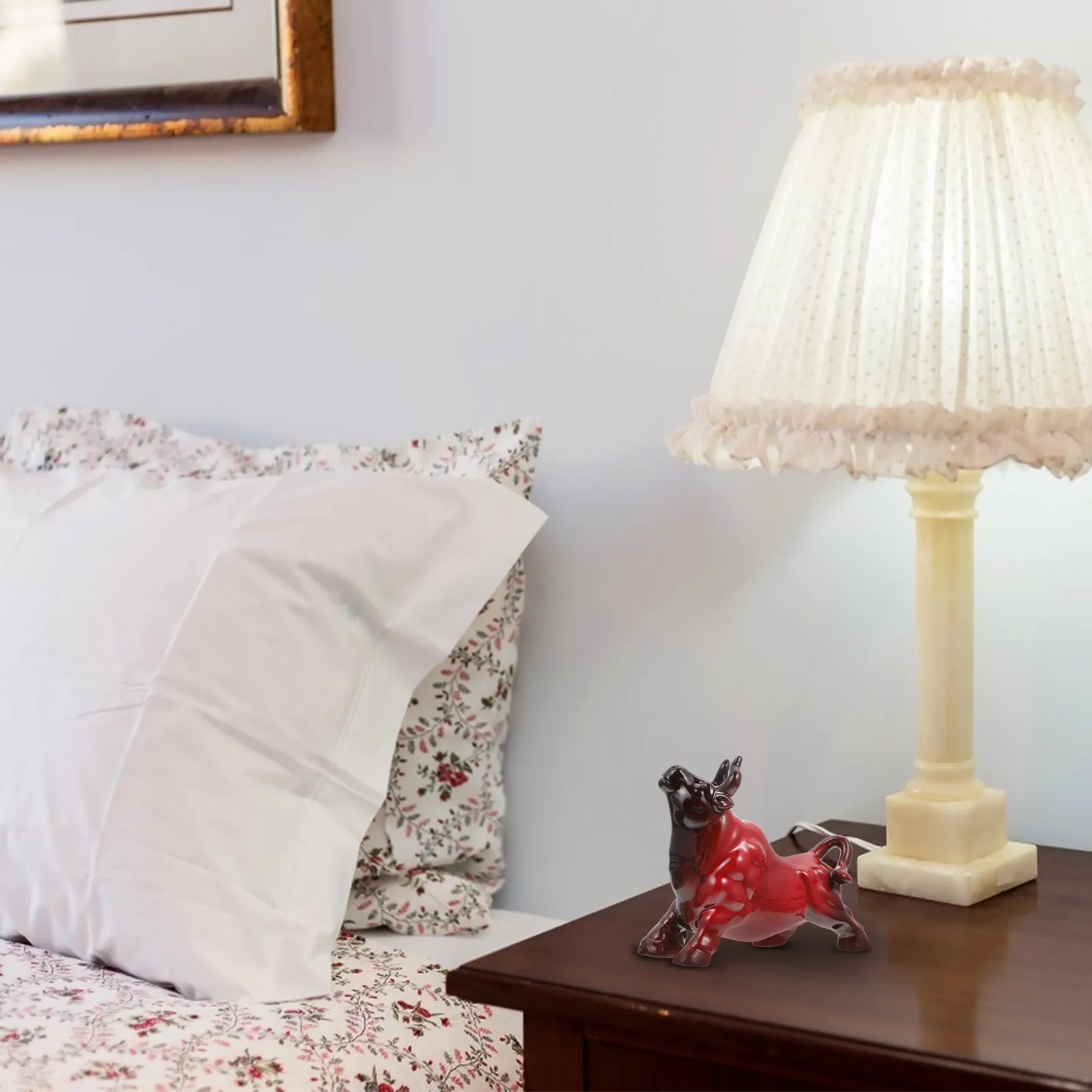 

1Pcs Ceramic Ox Tea Pet Decoration Glossy Bull Sculpture for Tea Ceremony Tabletop Ornament Prosperity Living Room Decor