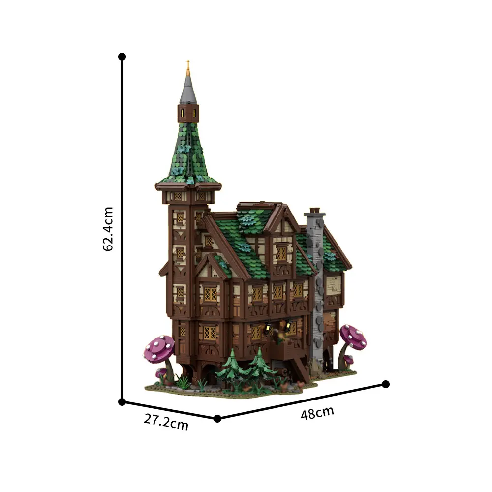 MOC Five Hungry Trolls Inn - Medieval village series Building Block Modular Bricks Model Toys Gfit