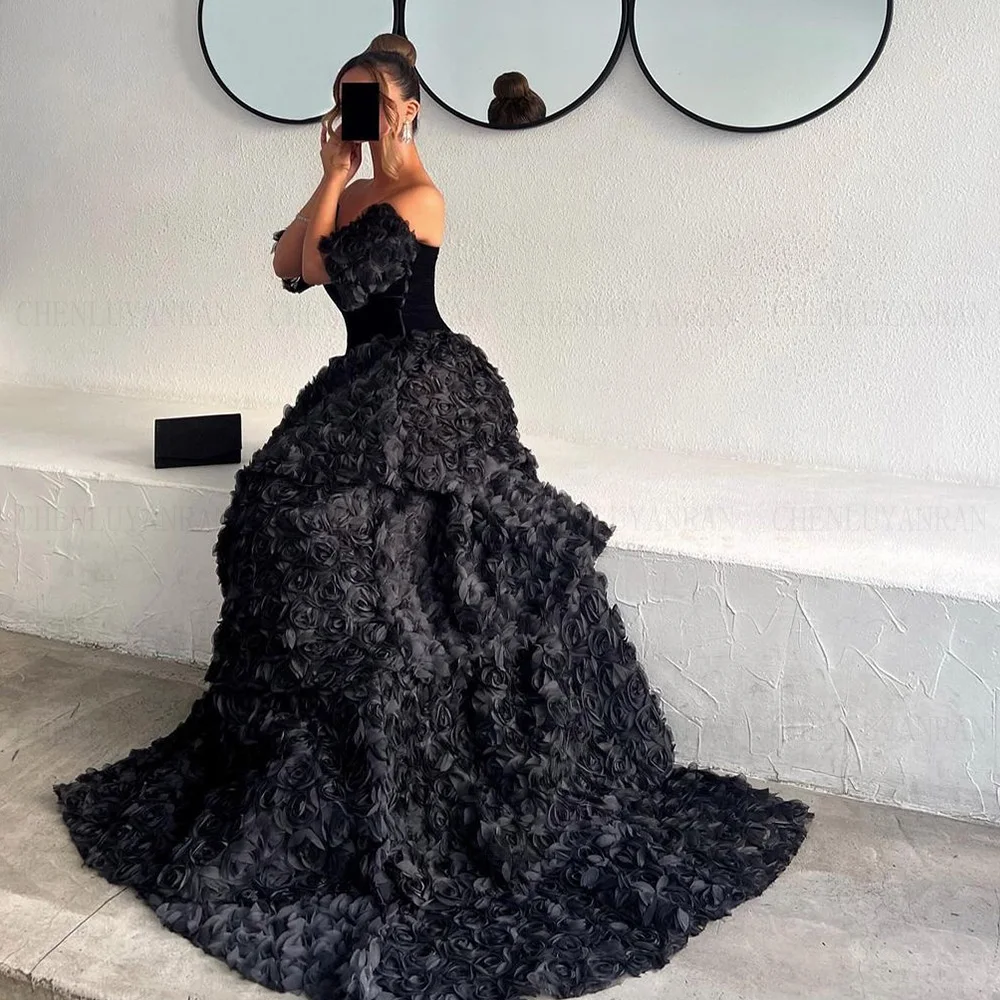 Black Lace Formal Occasion Dresses 2024 Tiered A-line Long Ball Gowns High Quality Luxury Evening Party Gowns فساتين الحفلات