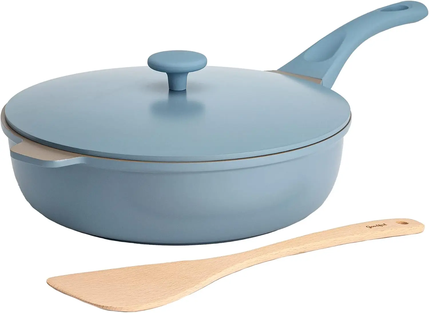 

Versatile 11-Inch Nonstick Pan with Lid, Multi-Layer Coating, Dishwasher Safe, Blue Mist