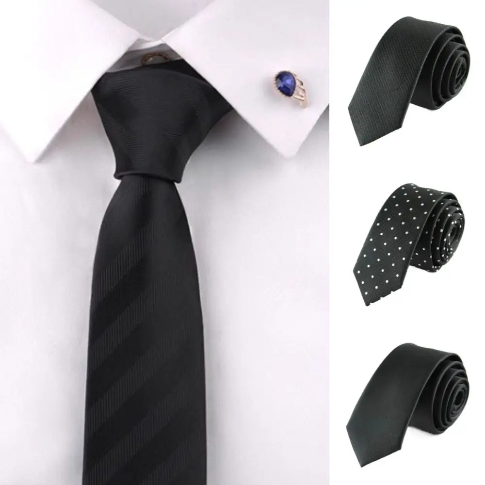 Fashion 5CM Narrow Neck Ties Black Easy To Tie Business Formal Tie Dot Neck Wear Wedding Necktie Men Meeting