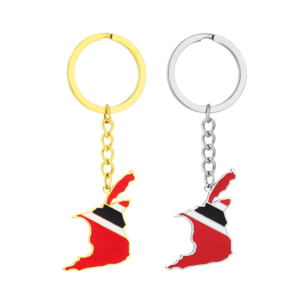 New fashionable stainless steel Trinidad and Tobago oil-dripping keychain, versatile and stylish ethnic style key chain pendant