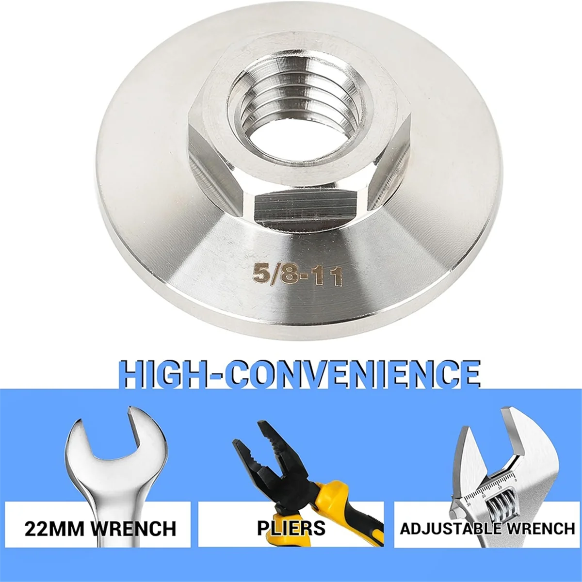 Bloqueio de moedor para rosca de 5/8 polegadas-11, compatível com lâmina de corte de moedor de ângulo XLOCK, com porca de bloqueio de flange de 5/8 polegadas-11