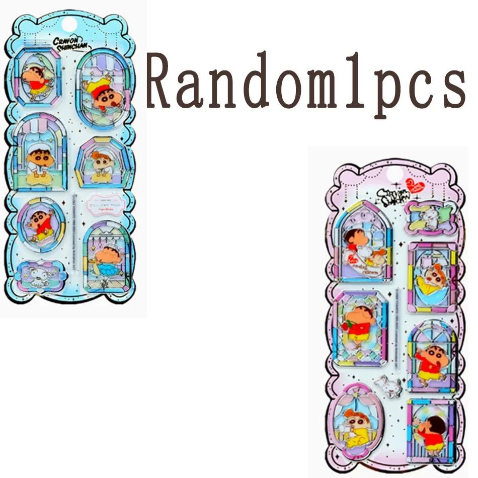 

Наклейка-стикер Crayon Shin-chan 3D с рельефным эффектом, из кристаллического стекла, для окон, DIY, милый эстетичный стикер для скрапбукинга, декора чехлов для телефонов