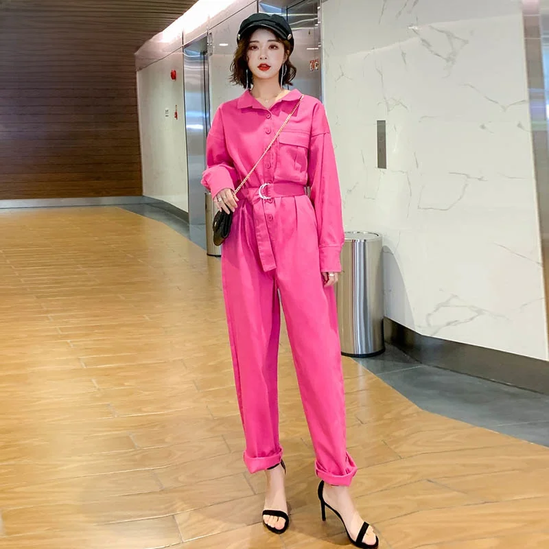 

Faionable Workwear Onesie Pants for Women High Waist Harlan Suit Casual Comfortable Polyester Fiber Korean Sle Commute