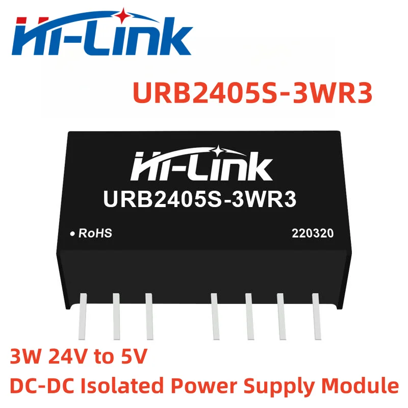 Hi-Link 24V to 3.3V 5V 12V 15V 24V 3W DC DC power module URB2405S-3WR3 isolation short circuit protection