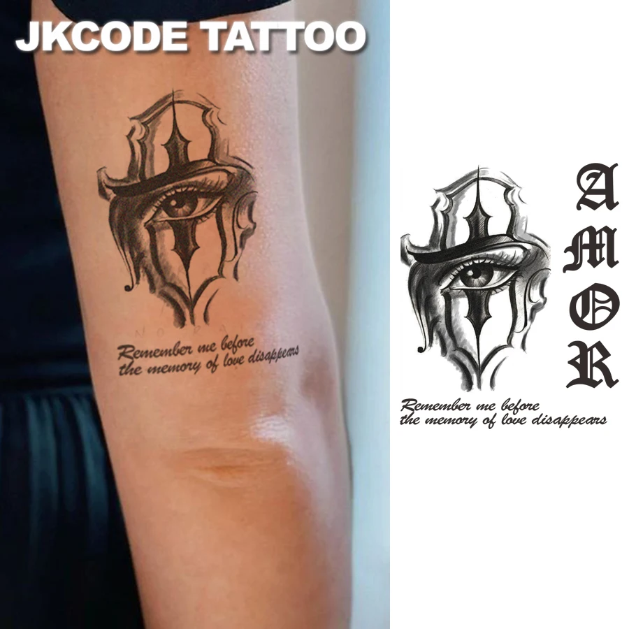 Catharina Goddess Eye Tattoo - Halloween Tattoo Cool Style for Men and Women - Herbal Hand Tattoo - Mexican Day of the Dead Tattoo - Graffiti Portuguese Letters - AMOR - Dark Style Cosplay Halloween Finger Sticker - Neck, Shoulder, Leg Tattoo - Long-lasting Waterproof for 15 Days