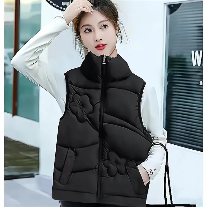 Sleeveless Jacket Ladies Parkas Downy Cotton Vest Coat Women's Autumn Winter New Versatile Style Age-Reducing Waistcoat Outwear