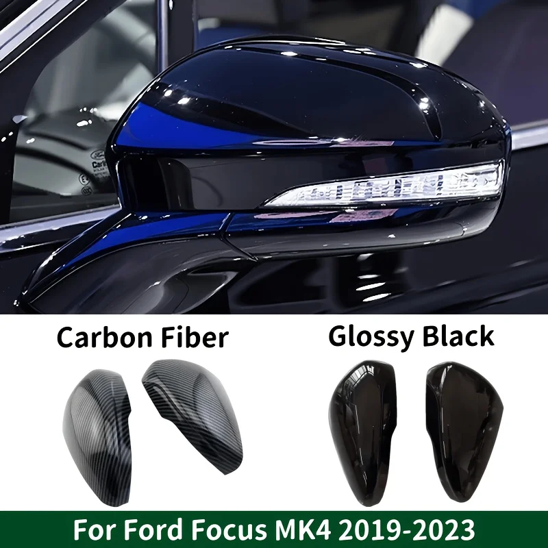 

Rearview Side Mirror Cover Wing Cap Replacement Exterior Door Rear View Case Trim Carbon Fiber For Ford Focus MK4 2019-2023
