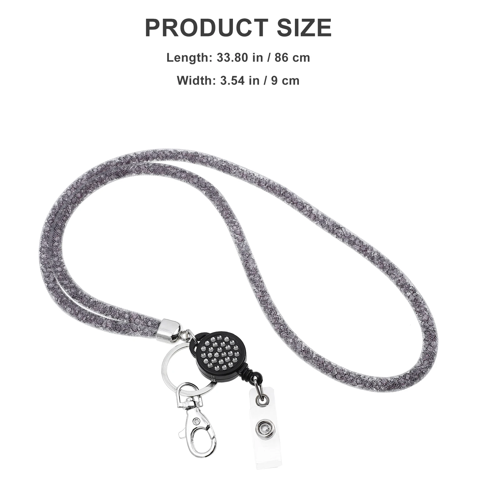 

Rhinestone Fishnet Lanyard Keychain Phone Holder Work Permit ID Badge String Neck Pendant Mesh Resin Cellphone Chain Office