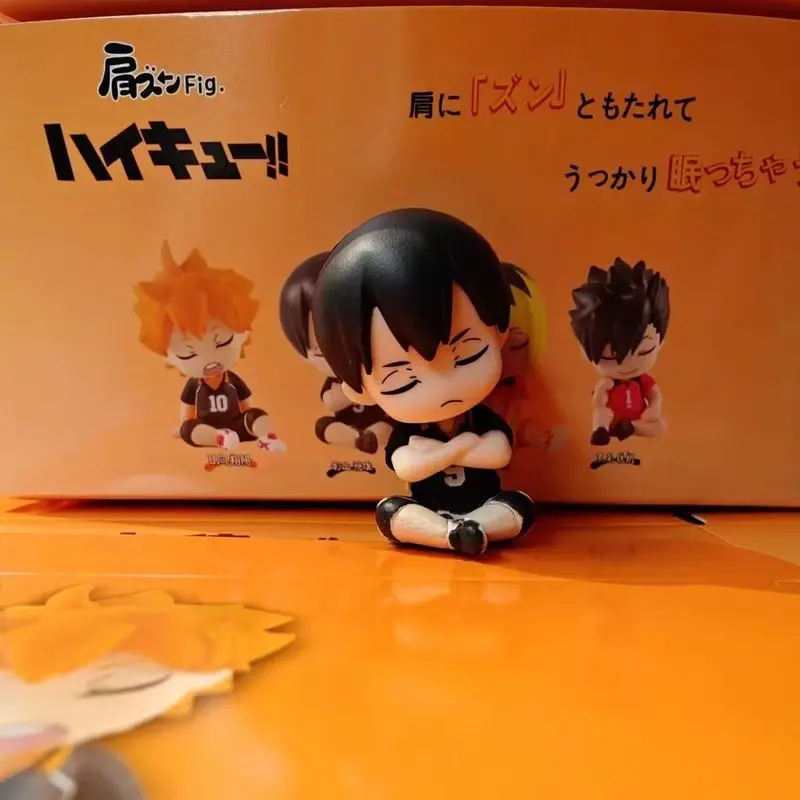 Bandai-Dormir Hinata Kageyama Tobio Anime Boneca, Ornamento Handmade Desktop, Quatro Figuras Toy, Presente Festival, 6cm, 4Pcs