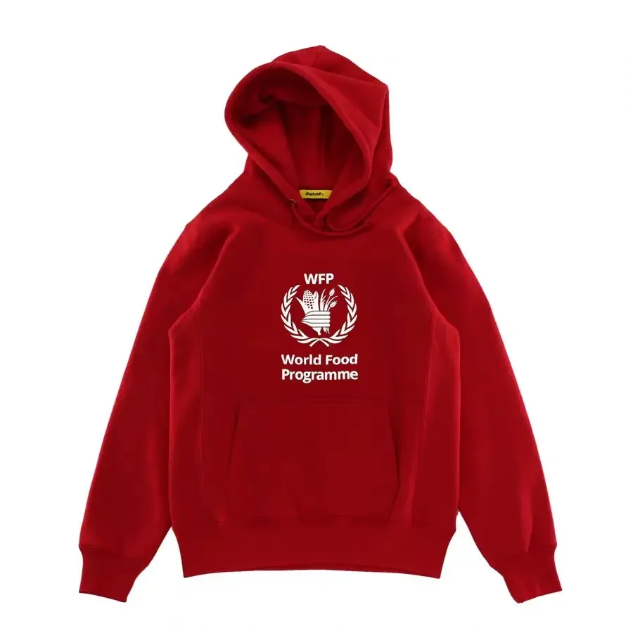 WEP World food programme Printed men hoodie Wheat ear velvet Fashion show with the same single item Hooded Sweater Sweatshirt