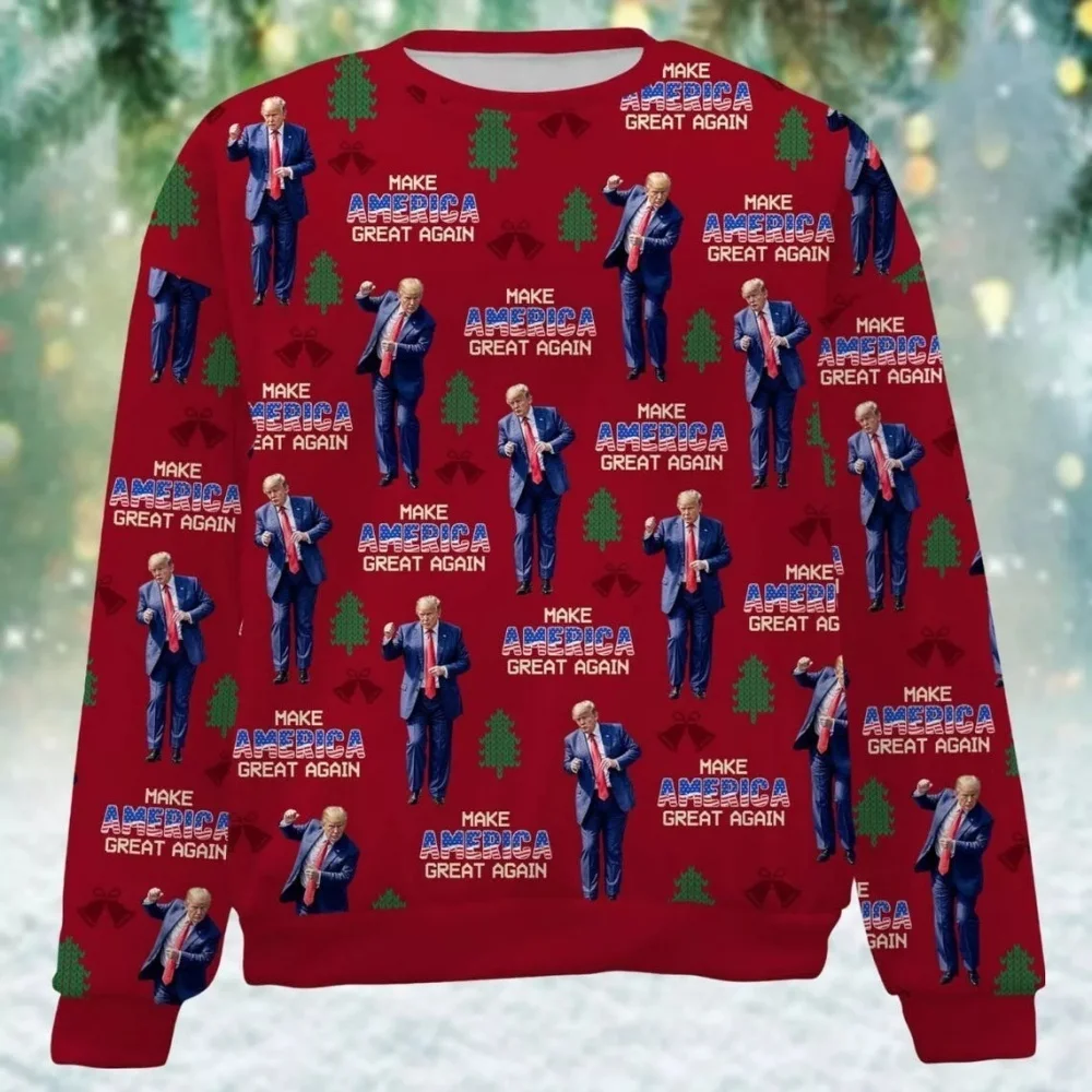 Trump Christmas เสื้อกันหนาวน่าเกลียดความเป็นพ่อแม่ Trump Vance ทําให้คริสต์มาสยิ่งใหญ่อีกครั้ง เสื้อกันหนาวน่าเกลียด